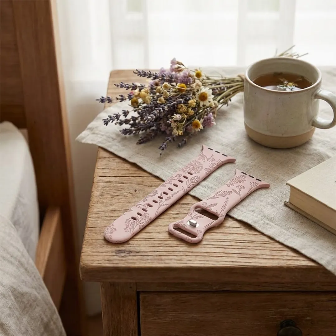 NuveX Gegraveerd Roze Zand Horlogeband Apple Watch - 42-49mm