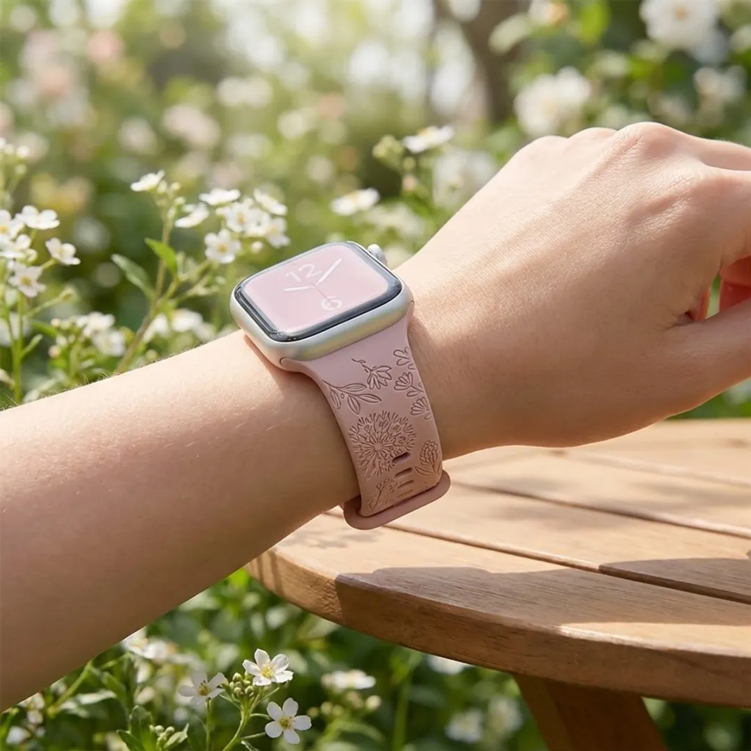 NuveX Gegraveerd Roze Zand Horlogeband Apple Watch - 42-49mm