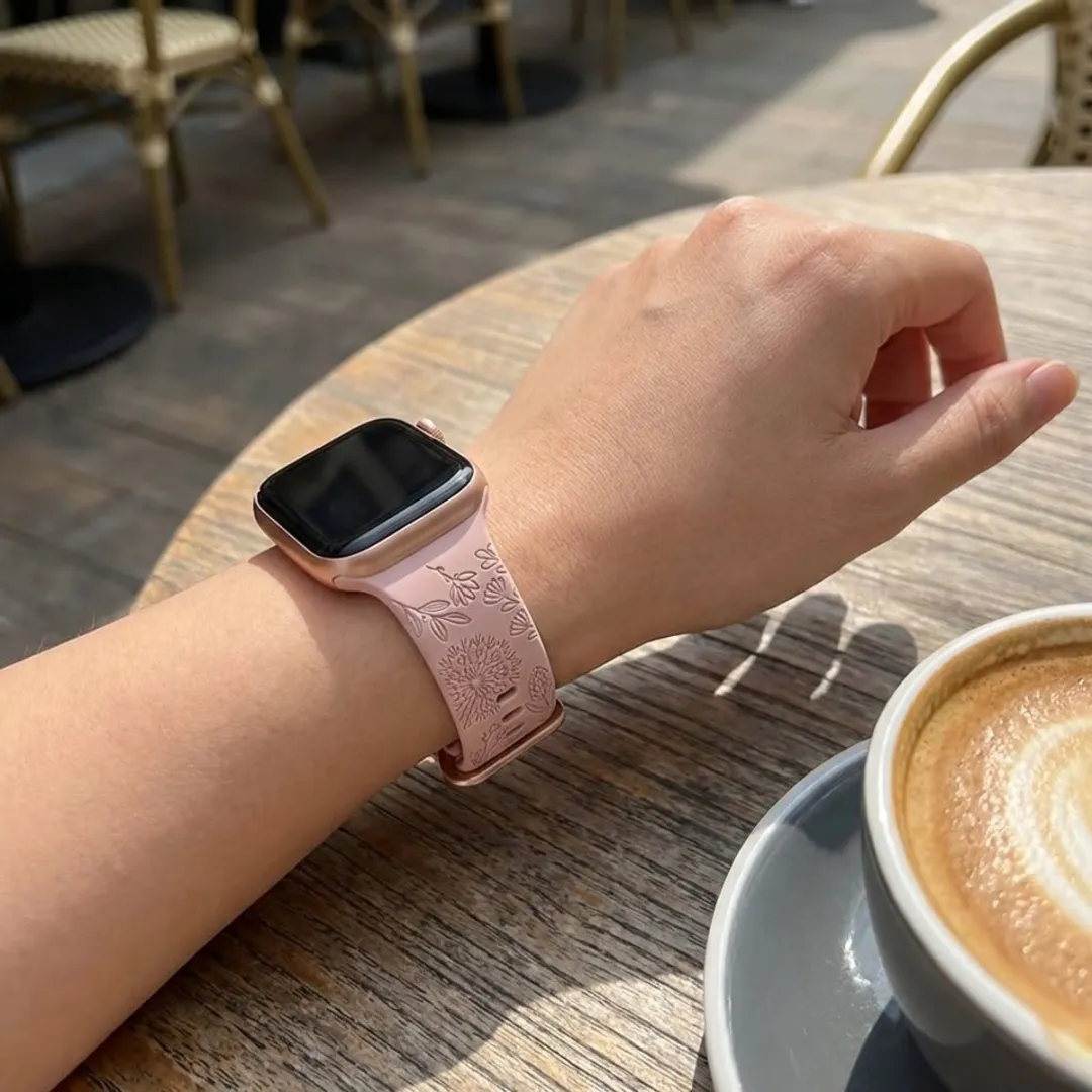 NuveX Gegraveerd Roze Zand Horlogeband Apple Watch - 42-49mm