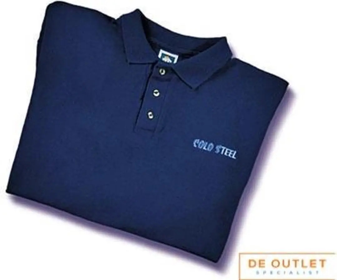 Cold Steel Navy Polo Shirt-XXL Kleding Blauw