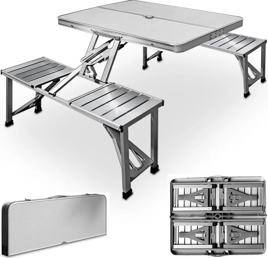 Deuba Campingtafelset Aluminium 4 Stoelen - Grijs - afbeelding 3 van 6