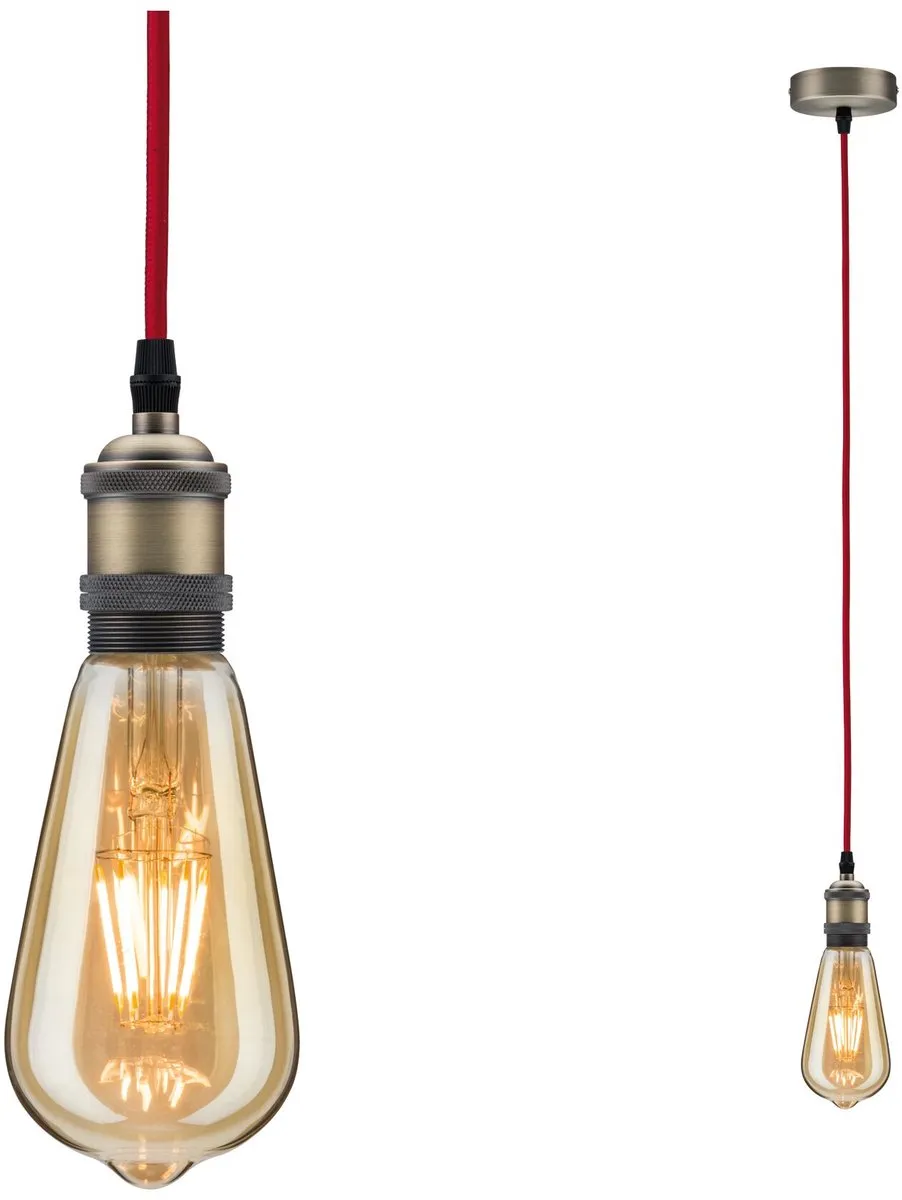 Paulmann Neordic Hanglamp Eldar E27 60W - Rood, Nikkel geborsteld