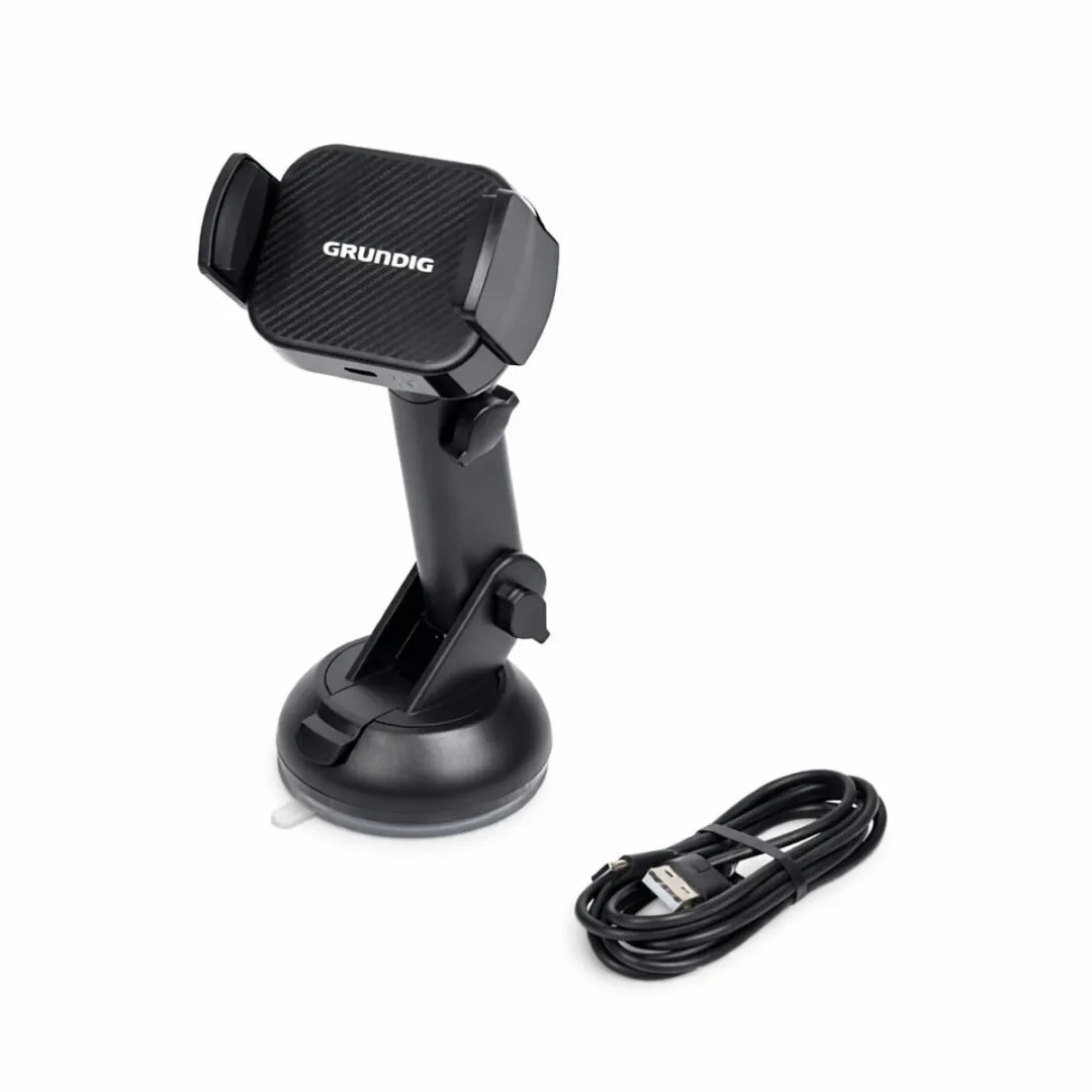 Grundig Autohouder Draadloos Opladen 15W Qi Zuignap 360°