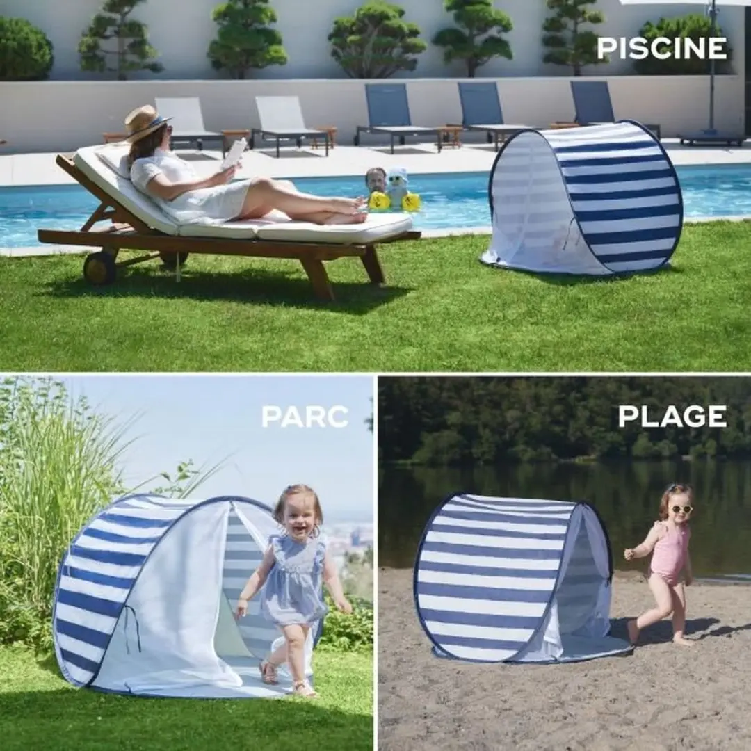 Babymoov Tent Anti-UV Marinière - Blauw/Wit - afbeelding 6 van 6