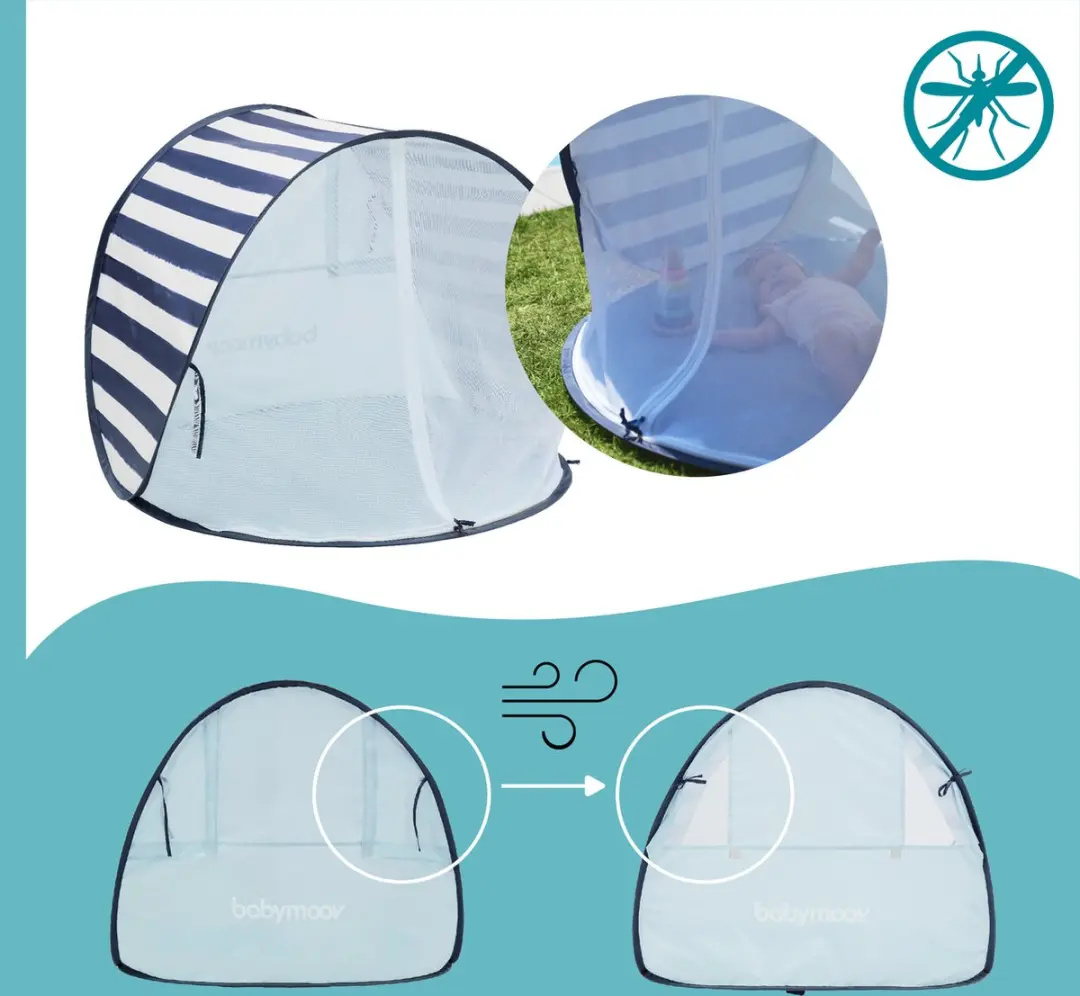 Babymoov Tent Anti-UV Marinière - Blauw/Wit - afbeelding 2 van 6