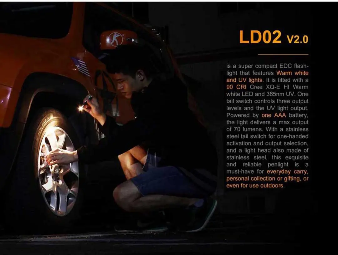 Fenix LD02 V2.0 FELD02 EDC Zaklamp - 70 Lumen - Aluminium - afbeelding 4 van 6