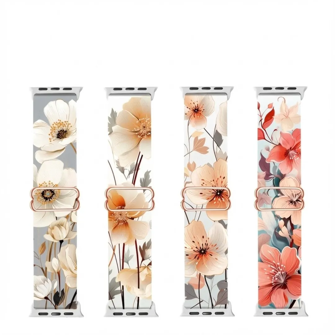 NUVEX Bloemenprint Smartwatchband - 4 Stuks - One Size - Apple Watch 40-49mm