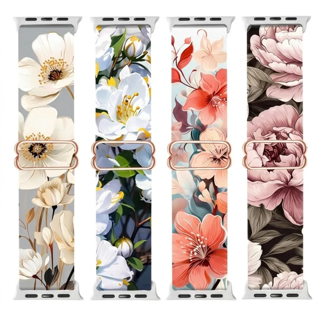 NUVEX Bloemenprint Smartwatchband - 4 Stuks - One Size - Apple Watch 40-49mm