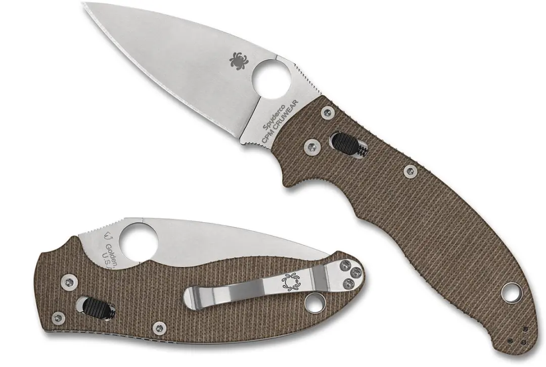 Spyderco Manix 2 Brown Canvas Micarta CPM CRU-WEAR