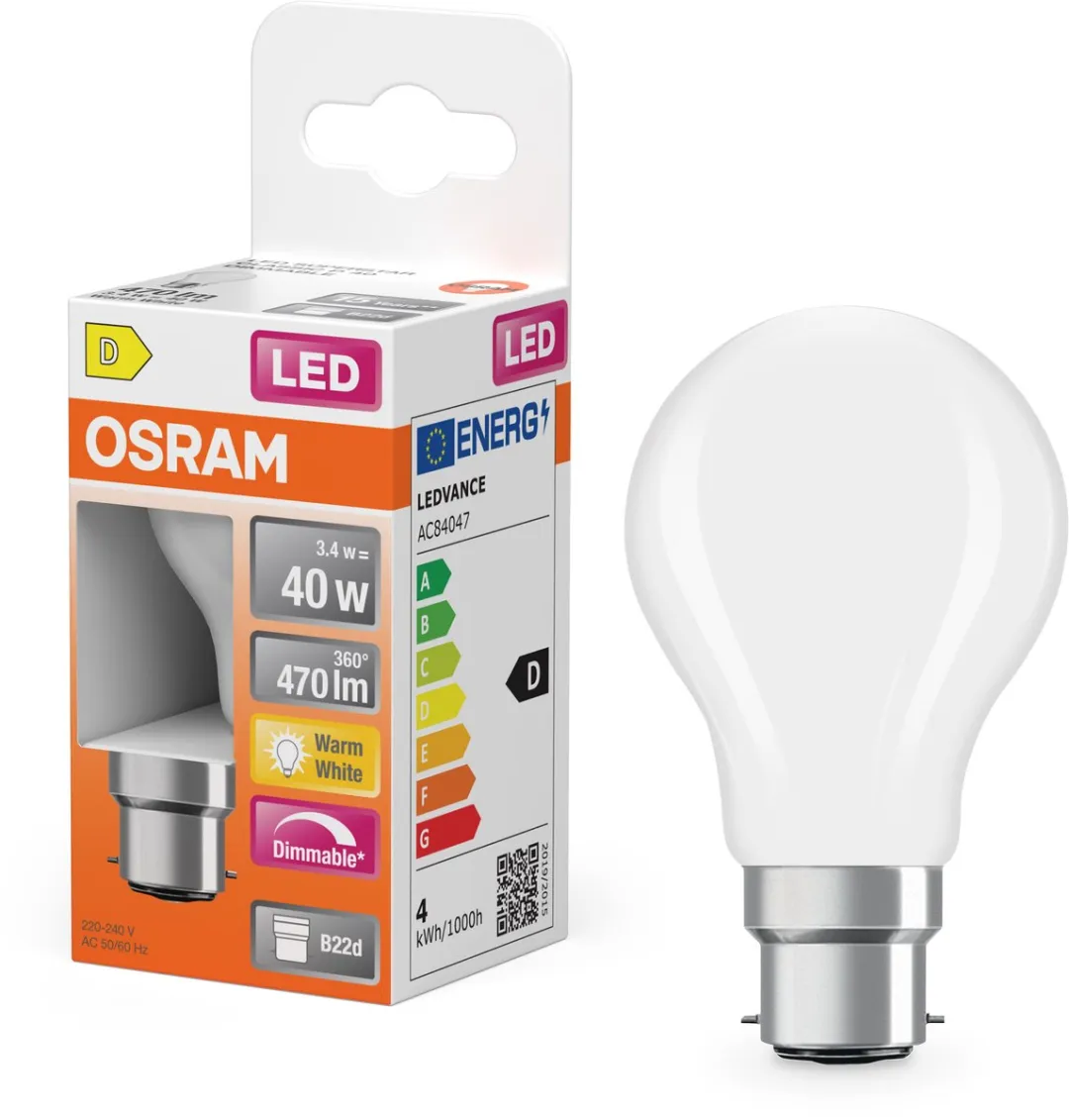 Osram LED Superstar P40 Globe Filament 3,4W - 470lm - Mat - B22d