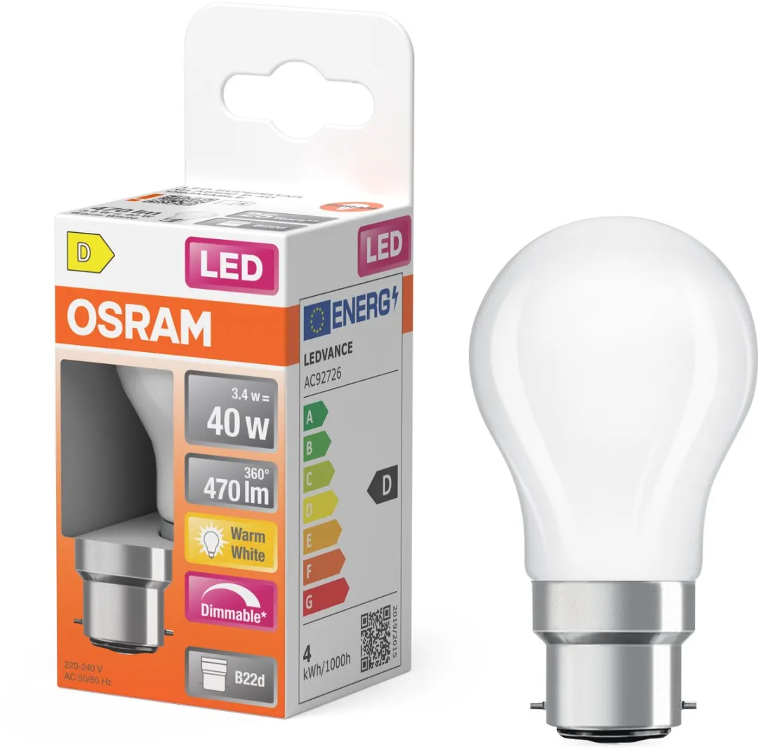 Osram LED Superstar P40 Globe Filament 3,4W - 470lm - Mat - B22d