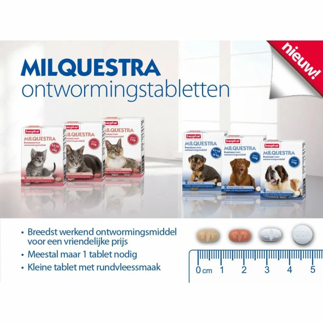 Beaphar Milquestra Ontworming Tabletten Kat 2 - 12 kg - 20 Stuks
