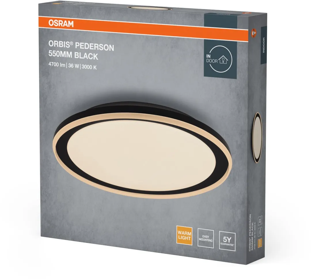 Osram Orbis Pederson LED Plafondlamp 36W - 2500lm - 3000K - Zwart - afbeelding 4 van 6