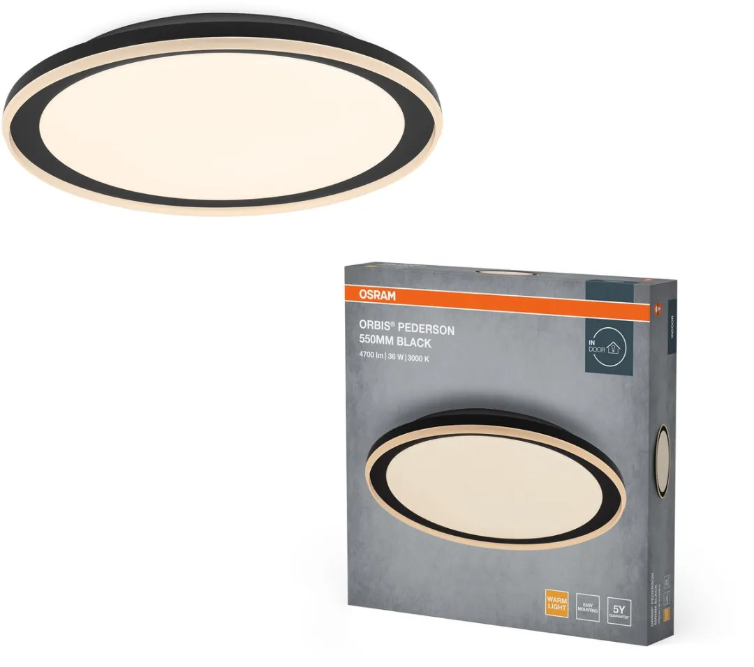 Osram Orbis Pederson LED Plafondlamp 36W - 2500lm - 3000K - Zwart - afbeelding 3 van 6