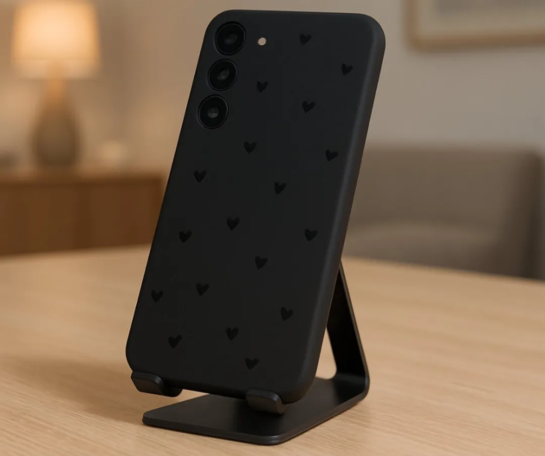 NuveX Mat Zwart Hoesje Samsung Galaxy S23 - Hartjes Design