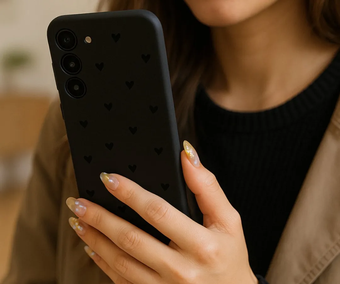NuveX Mat Zwart Hoesje Samsung Galaxy S23 - Hartjes Design