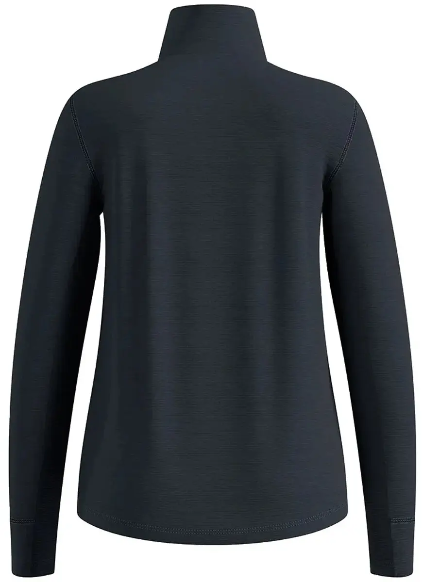 Odlo Grid Fleece Dames Longsleeve Midlayer met Ritssluiting - Black Melange - afbeelding 4 van 6