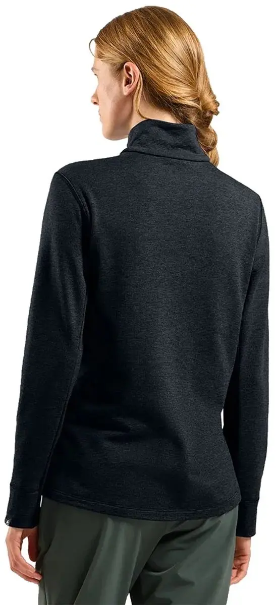 Odlo Grid Fleece Dames Longsleeve Midlayer met Ritssluiting - Black Melange - afbeelding 3 van 6