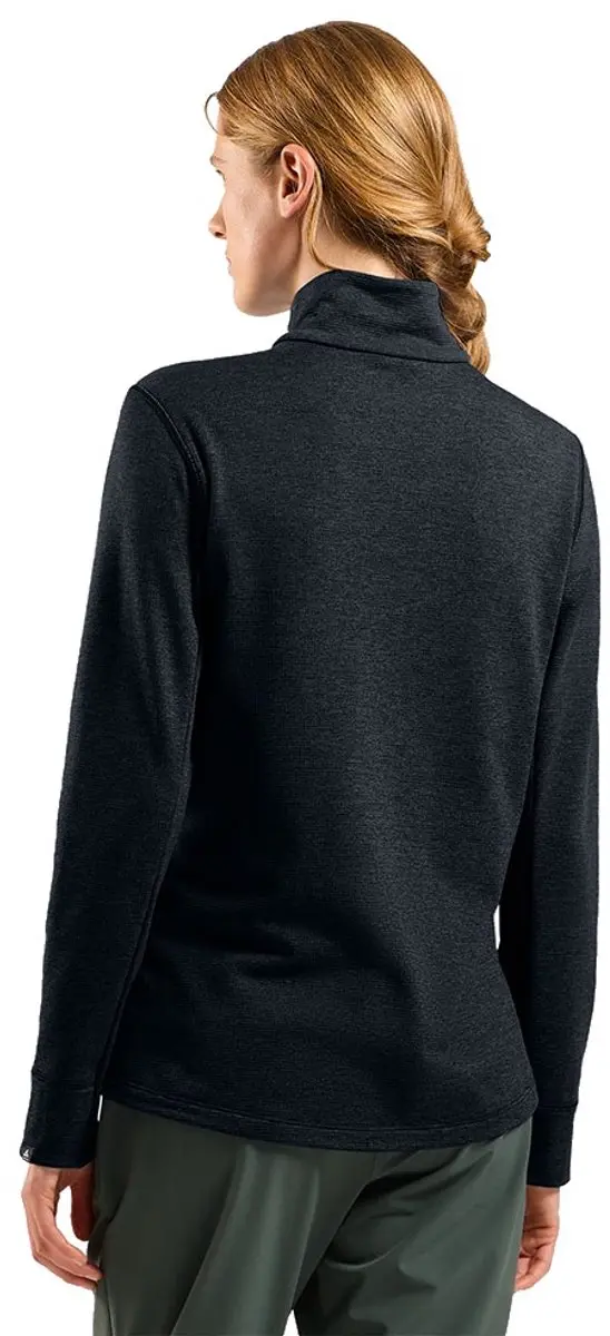 Odlo Grid Fleece Dames Longsleeve Midlayer met Ritssluiting - Black Melange - afbeelding 2 van 6