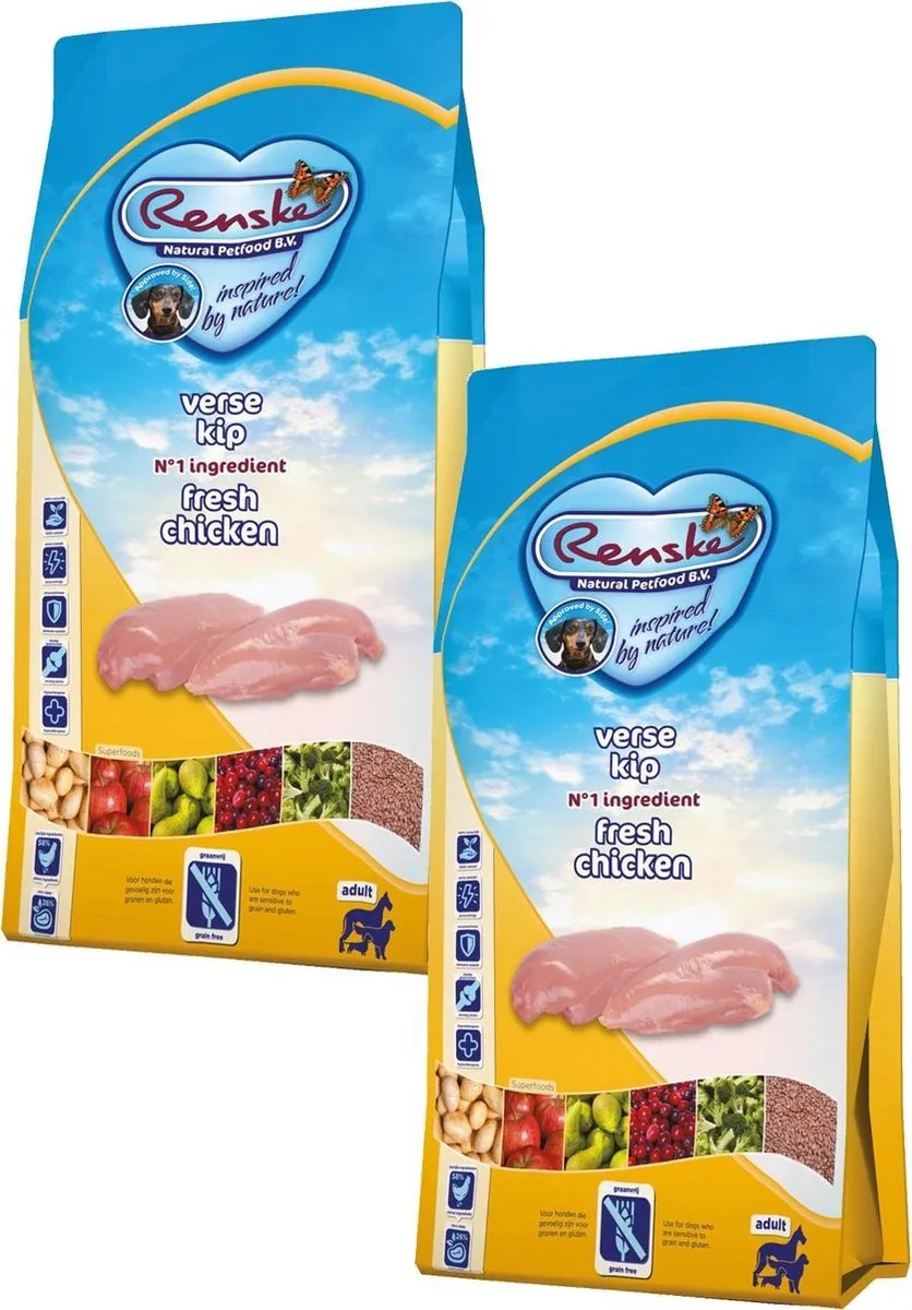 Renske Adult Kip Hondenvoer - 2x12kg Graanvrij
