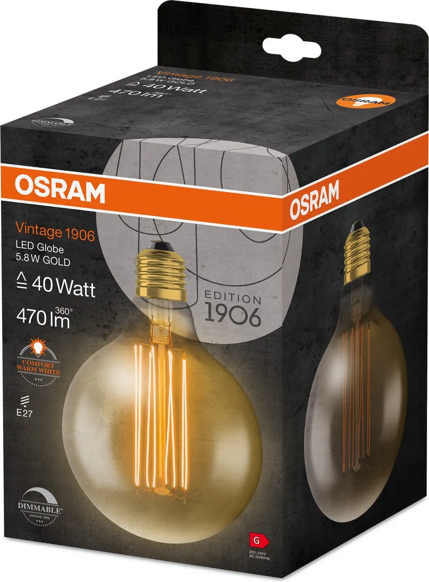 Osram LED Globe E27 5.8W Warmwit - Ø124mm - afbeelding 6 van 6