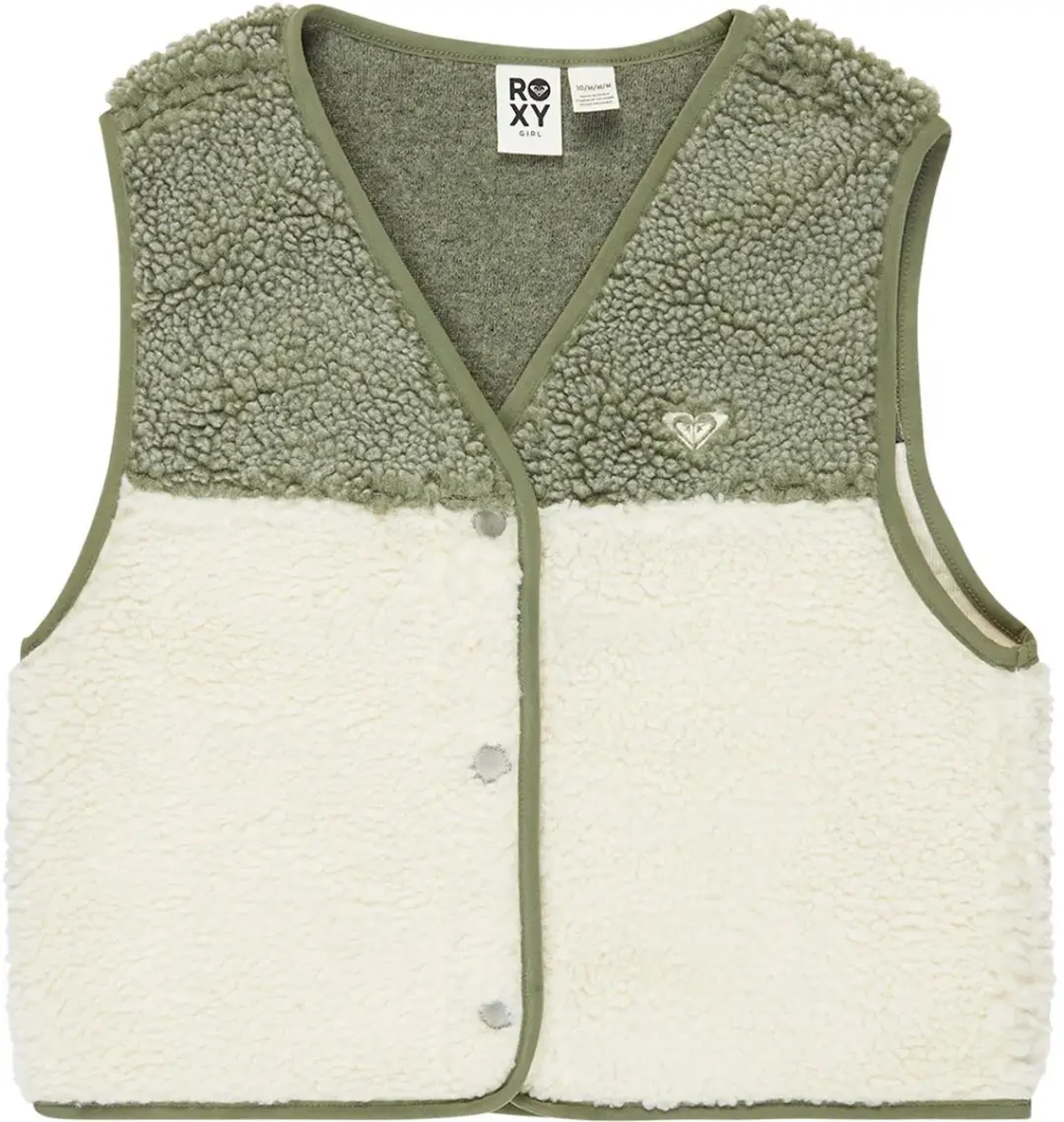 Roxy Iconic Color Block Fleece Met Volledige Rits Groen 10 Years Meisje