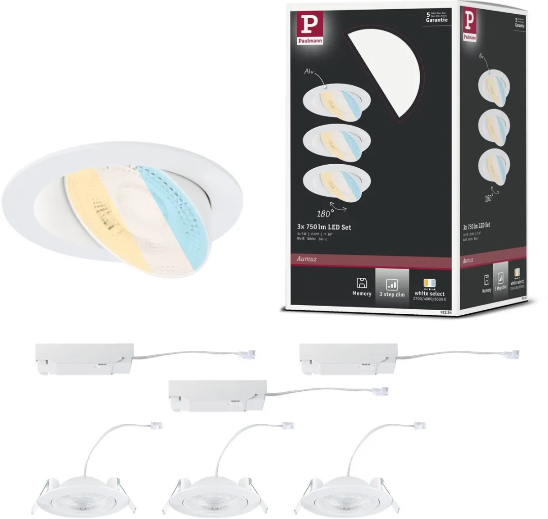 Paulmann White Select Aumus LED-inbouwlamp Set 3x