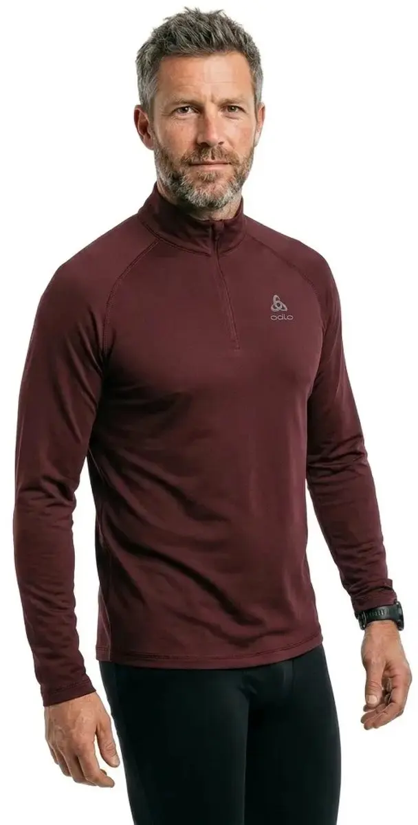 Odlo Rigi Fleece Met Halve Rits Bruin M Man