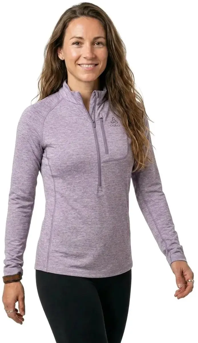 Odlo Tencia Fleece Met Halve Rits Grijs,Paars S Vrouw