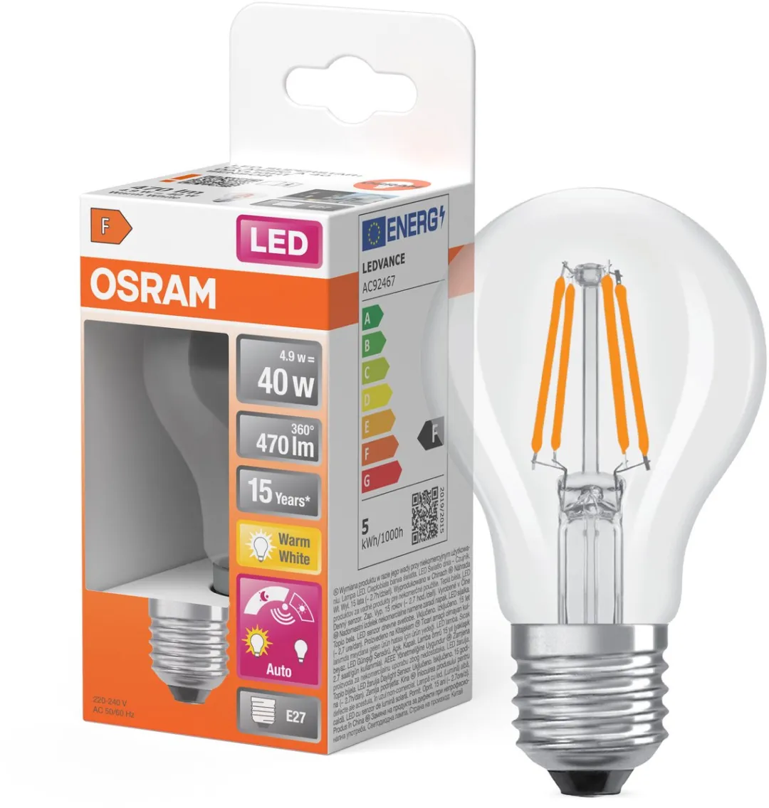 Osram LED-lamp E27 4.9W Warmwit 3000K