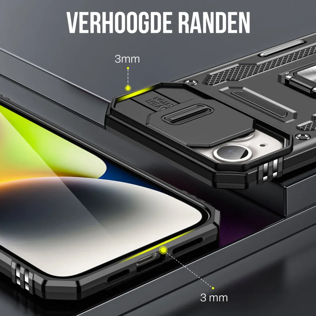 NUVEX iPhone 15 Hoesje Zwart - Anti-Shock Hybrid Armor
