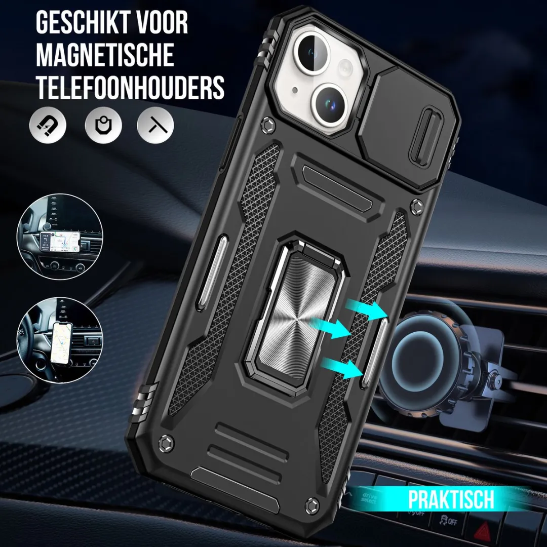NUVEX iPhone 15 Hoesje Zwart - Anti-Shock Hybrid Armor