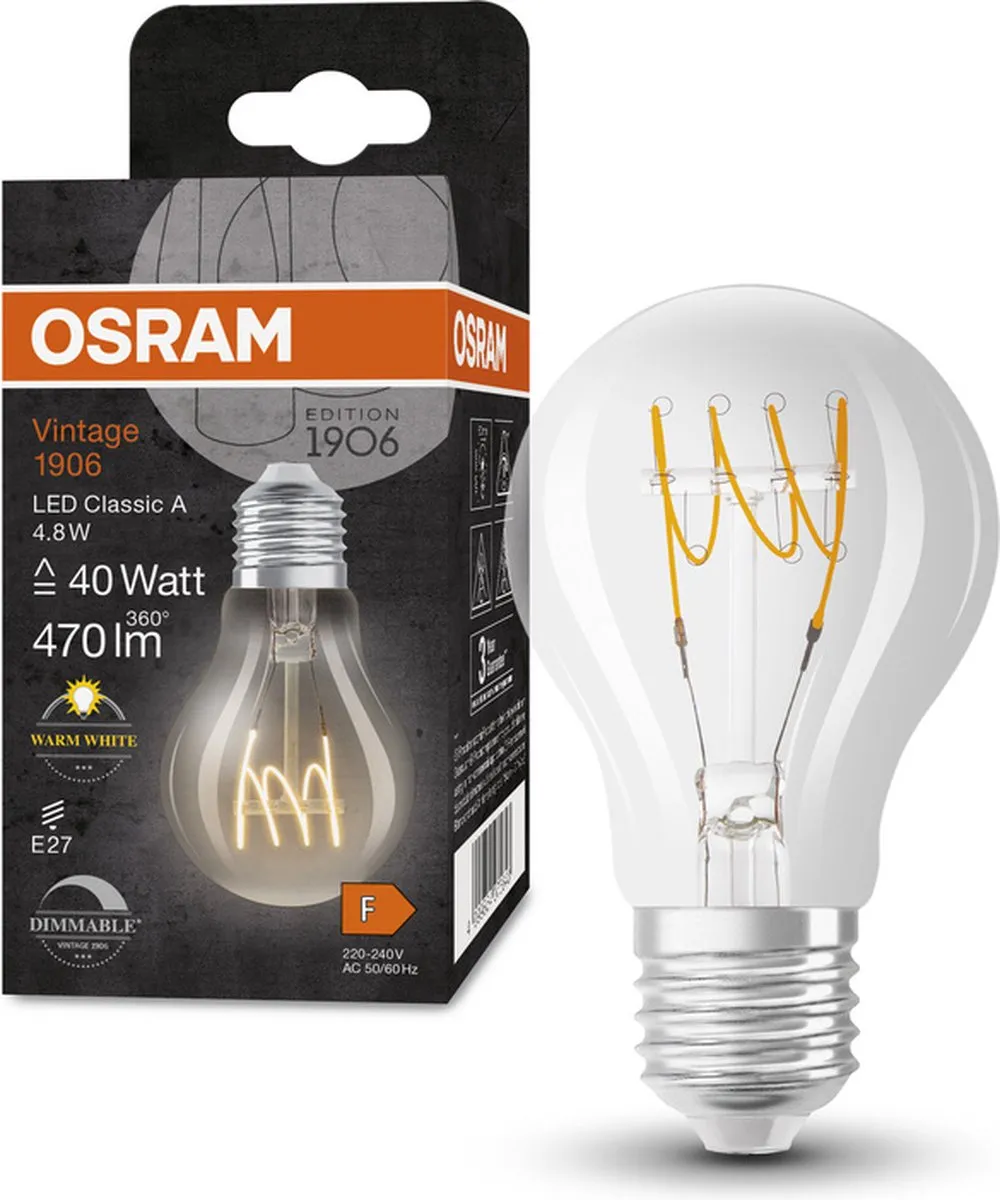 Osram E27 LED 4.8W 827 Warm Wit - Helder Glas