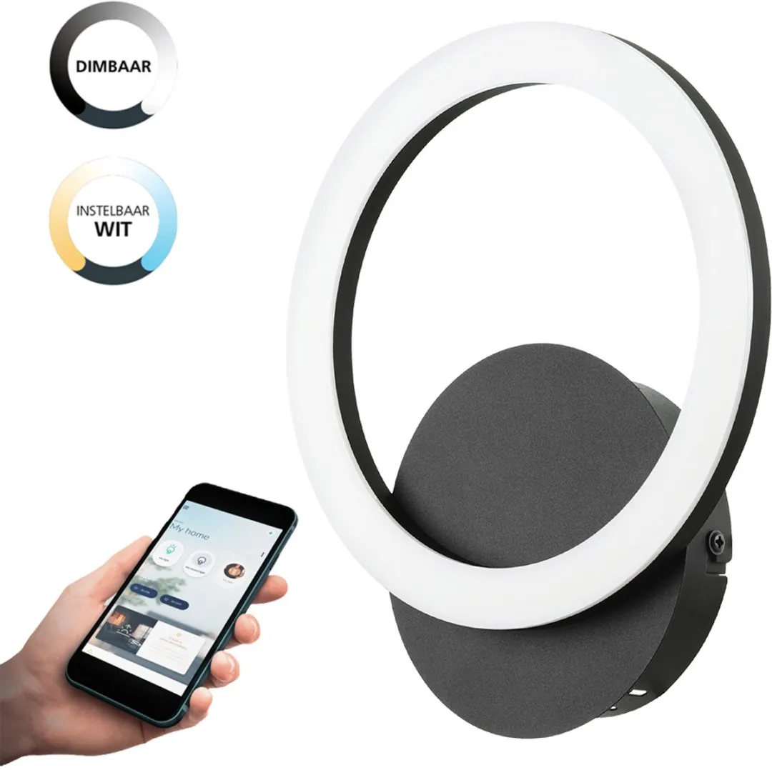 EGLO connect.z Parrapos-Z Smart Wandlamp - 24cm - Zwart