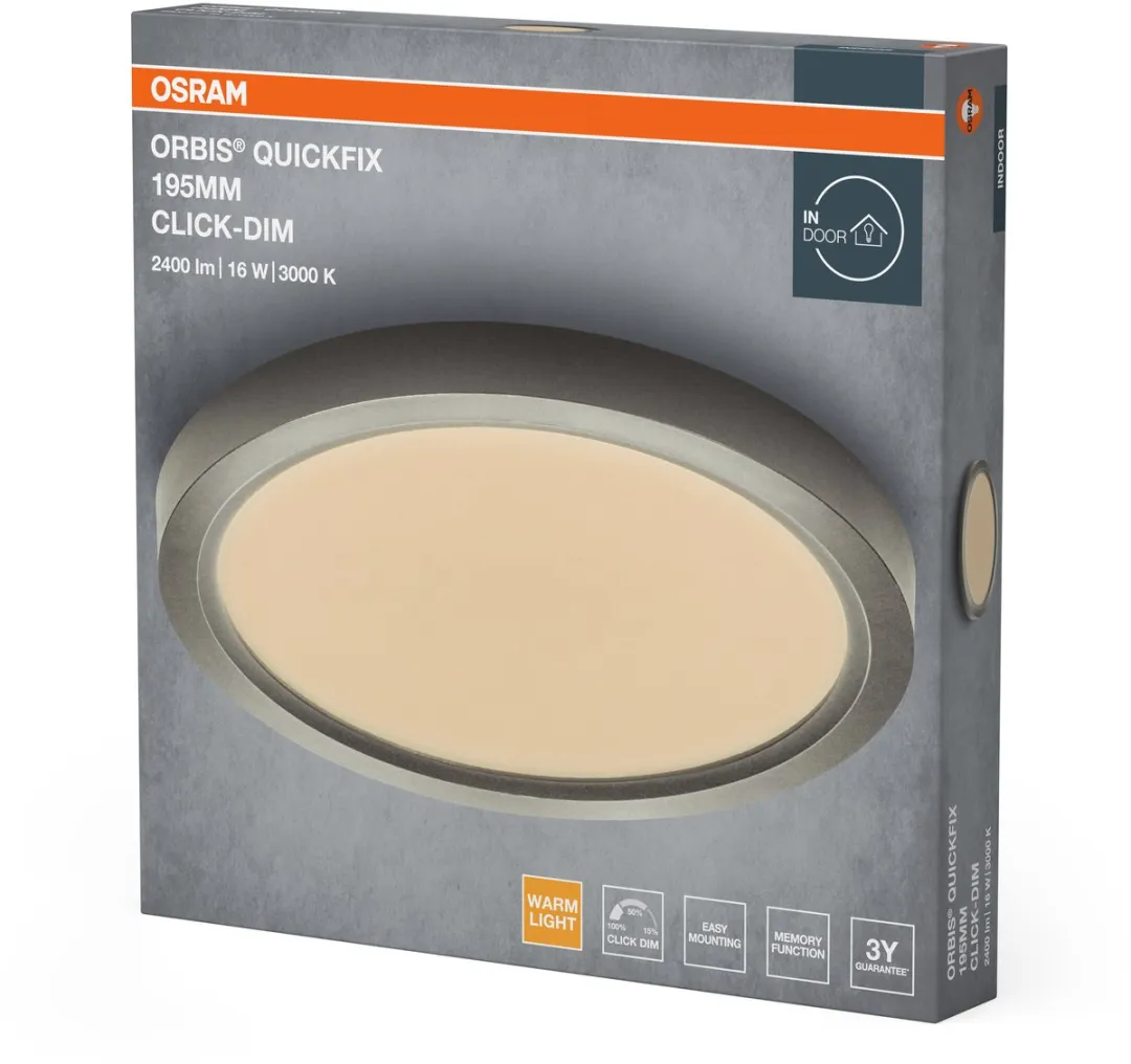 Osram Orbis Quickfix LED Plafondlamp 16W 1200lm 3000K - Zilver
