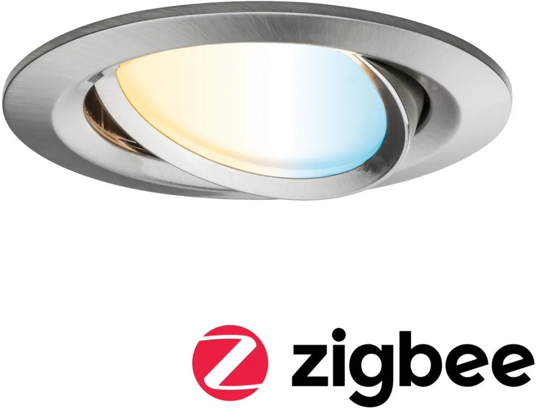 Paulmann Nova Plus Zigbee LED-inbouwlamp 6W 470lm 230V - 84mm - Tunable White - Staal geborsteld