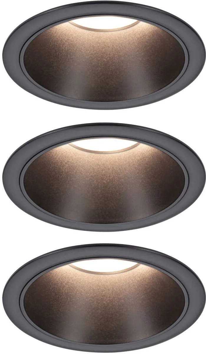 Paulmann LED-inbouwlamp 3-Step-Dim Coin Set 3x6W 2700K - Zwart