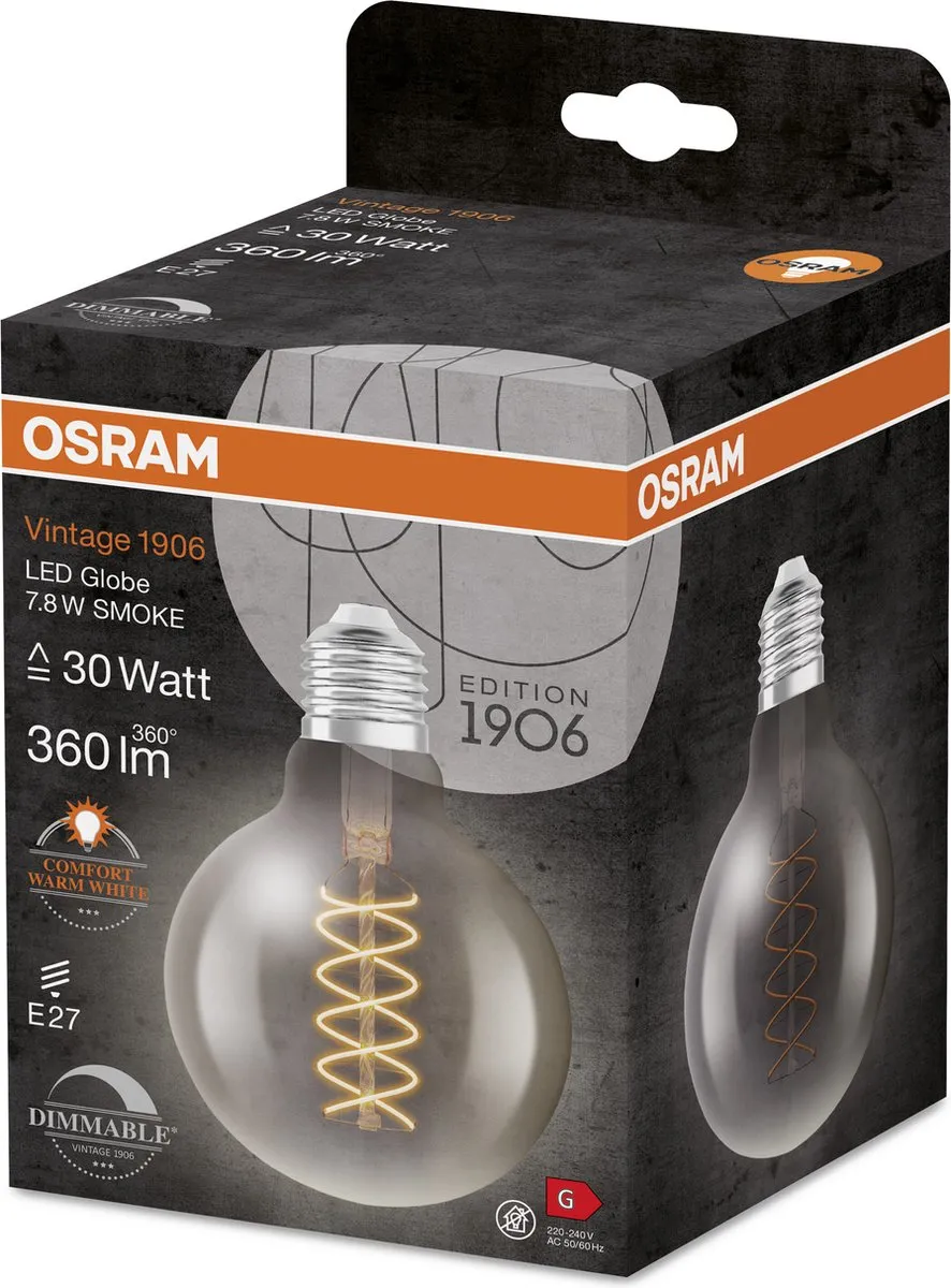 Osram LED Globe E27 7.8W Warmwit - Ø95mm - afbeelding 6 van 6