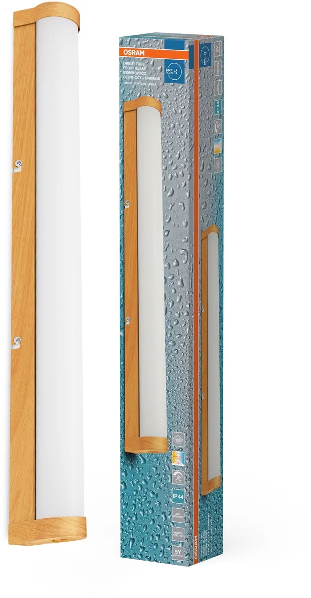 Osram Orbis Tube LED Wandlamp 60cm - Houten decor - 12W 1200lm - 3000/4000K - IP44
