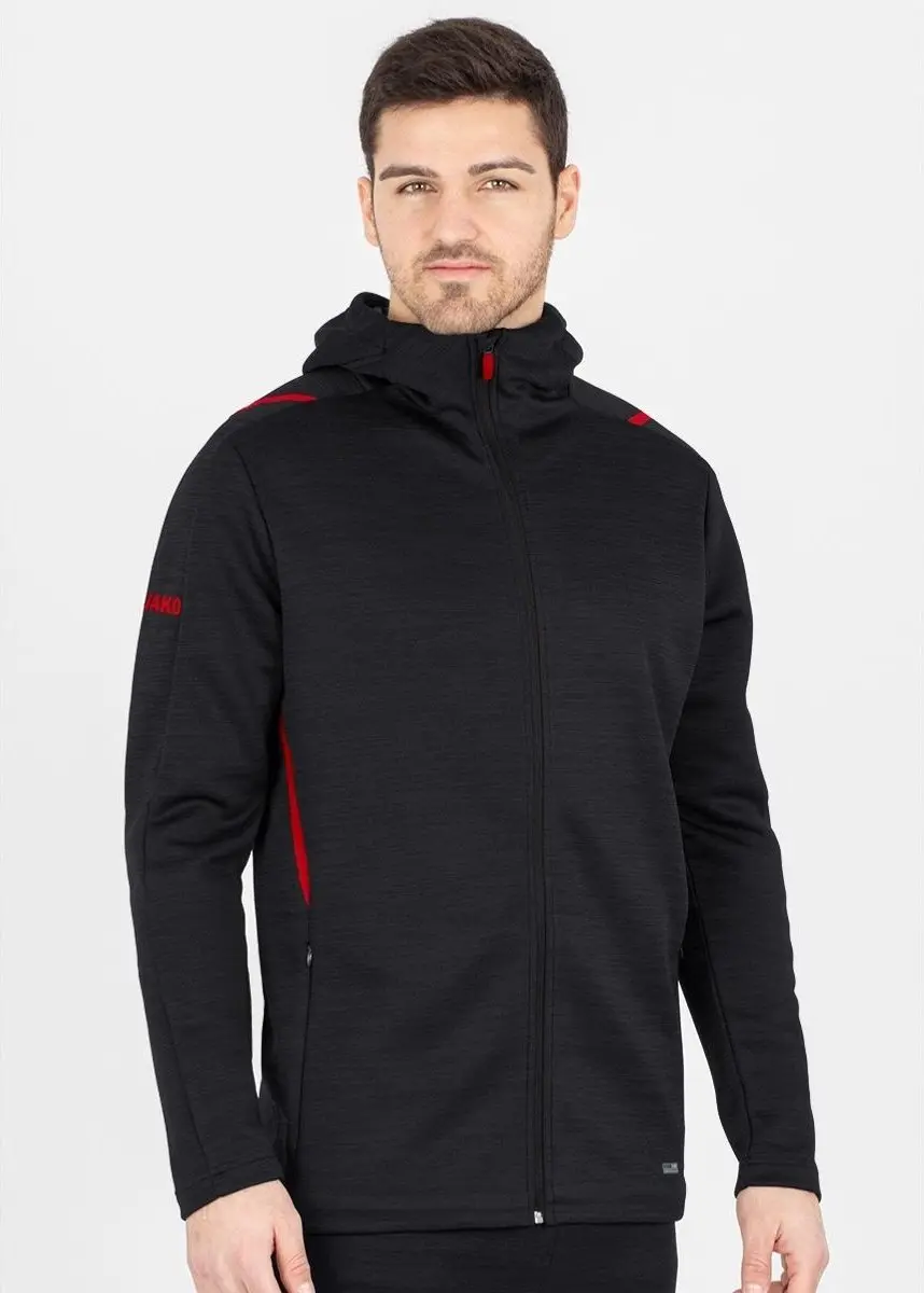 Jako Challenge Vrijetijdsvest Met Kap Heren - Zwart Gemeleerd / Rood | Maat: XL - afbeelding 4 van 6
