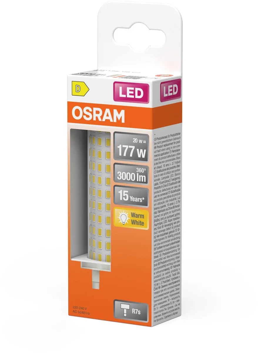 Osram LED Line R7s 20W 3000lm Warmwit - Helder glas - afbeelding 6 van 6