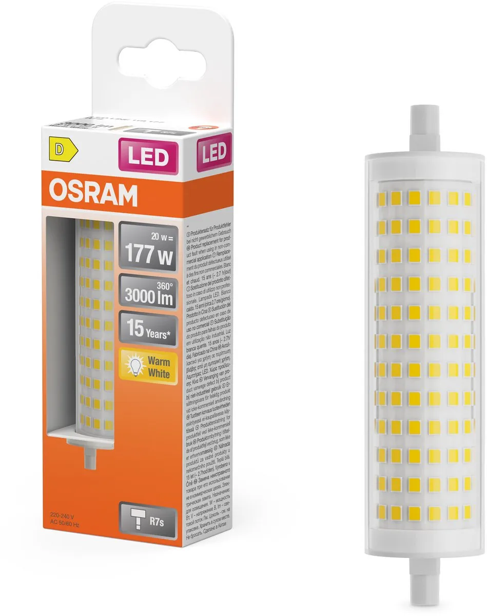 Osram LED Line R7s 20W 3000lm Warmwit - Helder glas