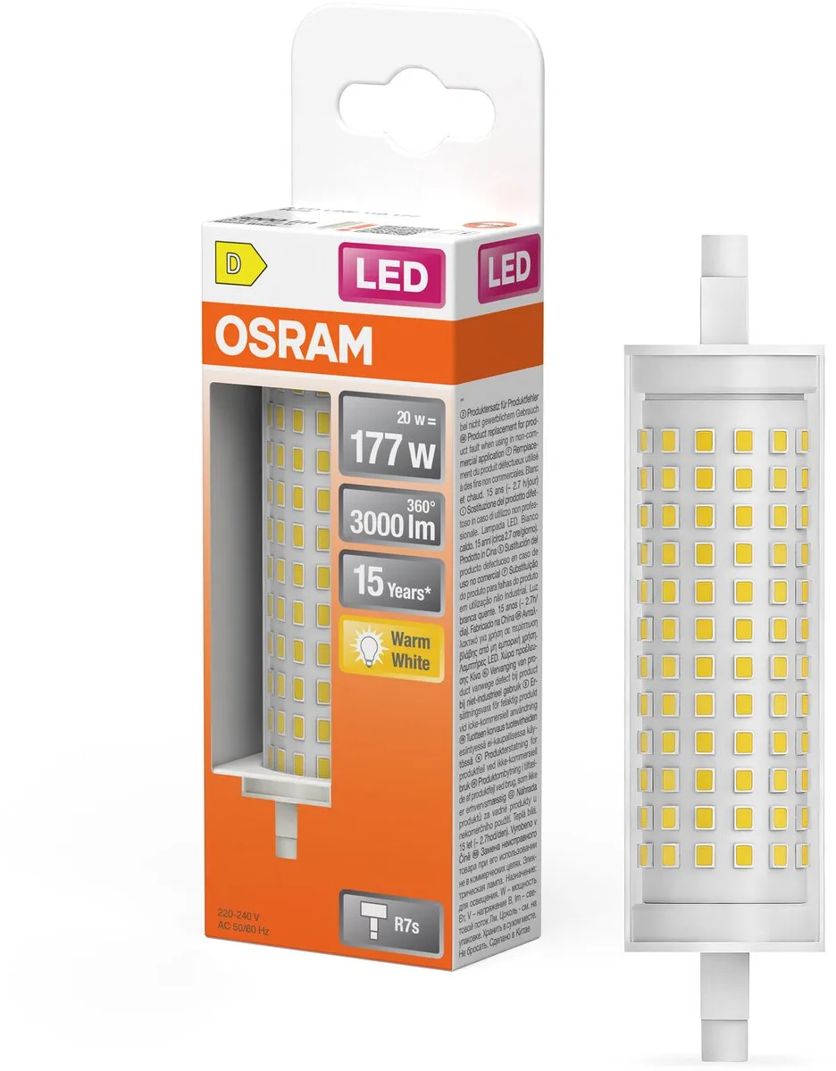 Osram LED Line R7s 20W 3000lm Warmwit - Helder glas
