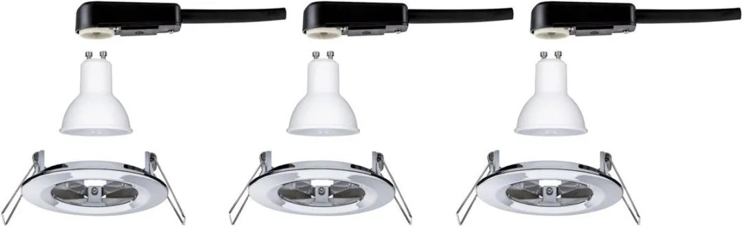Paulmann Nova Basisset LED-inbouwlamp 3x6,5W 460lm 2700K - Chroom - afbeelding 6 van 6