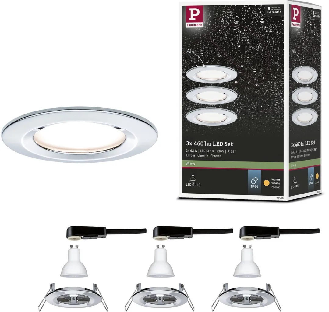 Paulmann Nova Basisset LED-inbouwlamp 3x6,5W 460lm 2700K