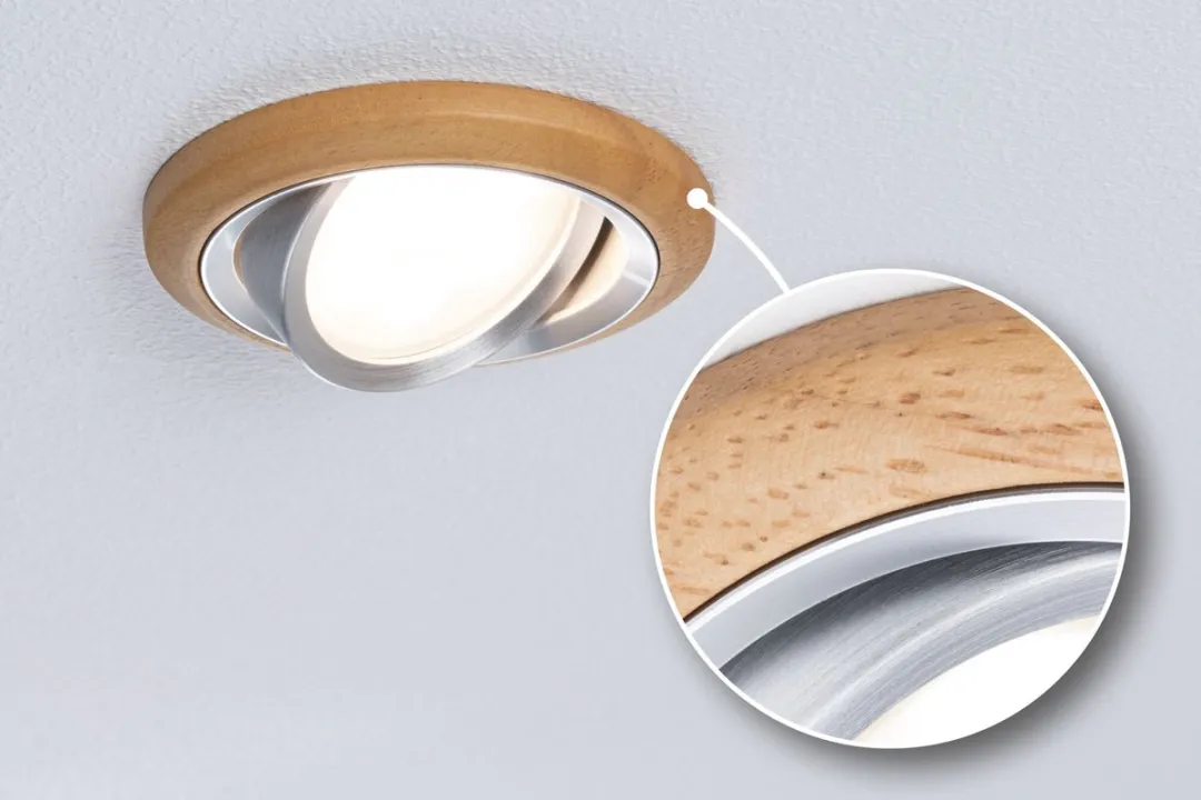 Paulmann Lanati LED-inbouwlamp Set 3x6W 470lm 2700K - 84mm - Geoliede eikenkleur - afbeelding 6 van 6