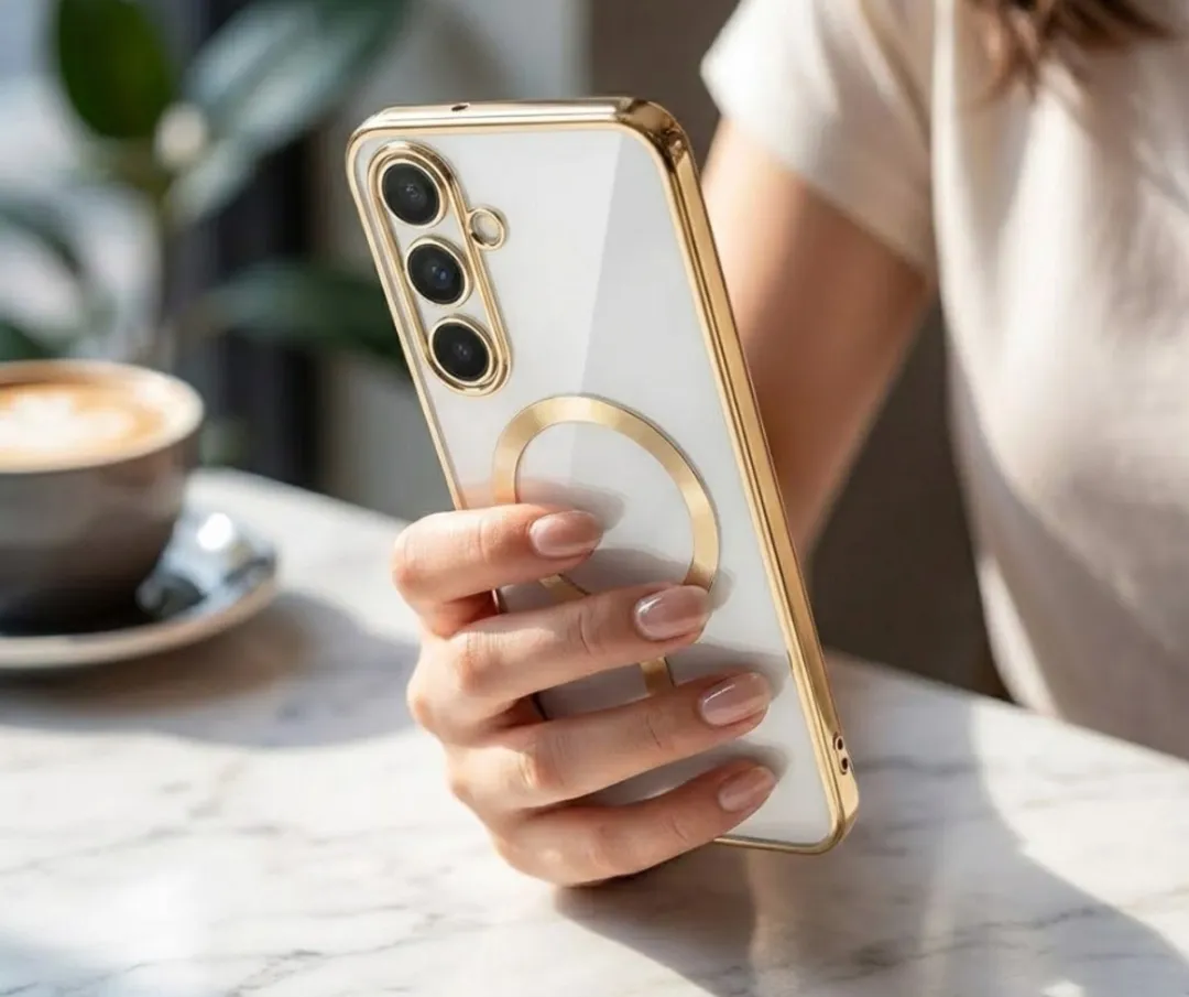NUVEX Transparant Telefoonhoesje S24 FE - Goud - MagSafe
