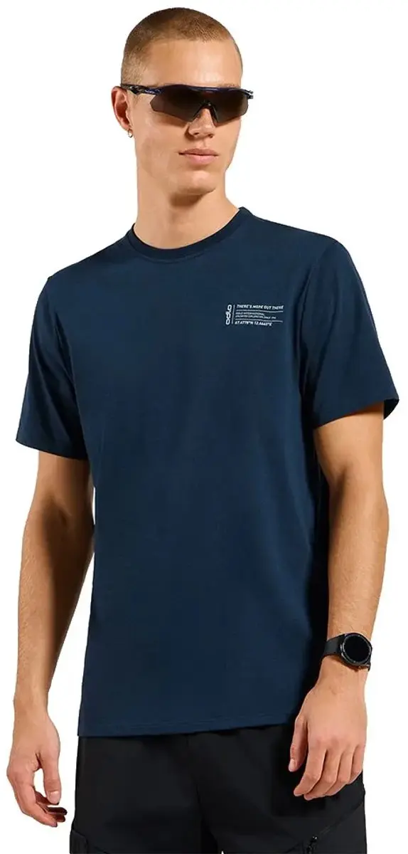 Odlo Cotton Blend Unlimited T-shirt Met Korte Mouwen Blauw L Man