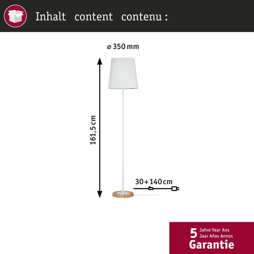 Paulmann Stellan Staande Lamp E27 20W - Hout/Wit - afbeelding 6 van 6