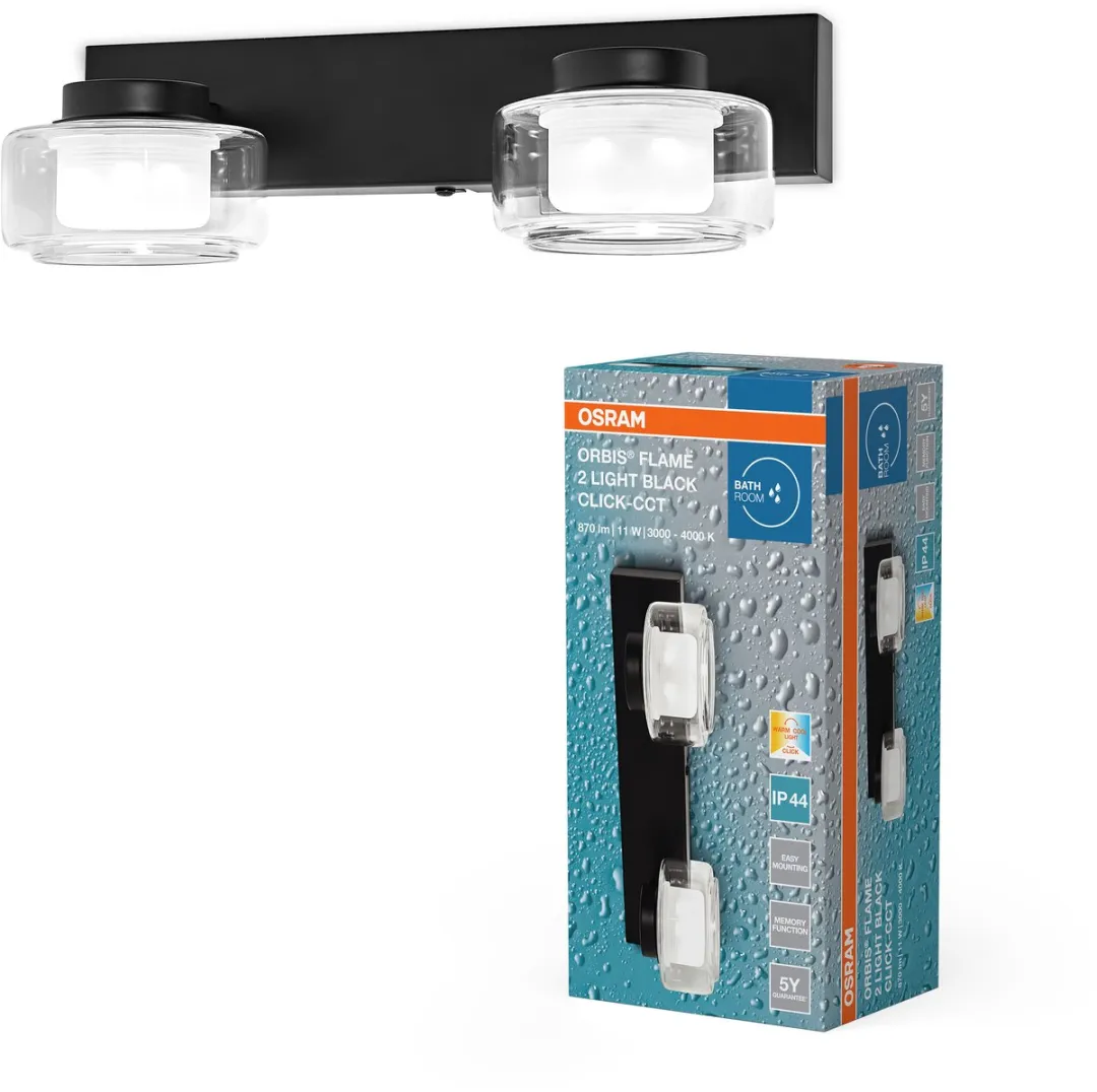 Osram Orbis Flame Wandlamp LED 11W 700lm Instelbaar 3000-4000K - Zwart